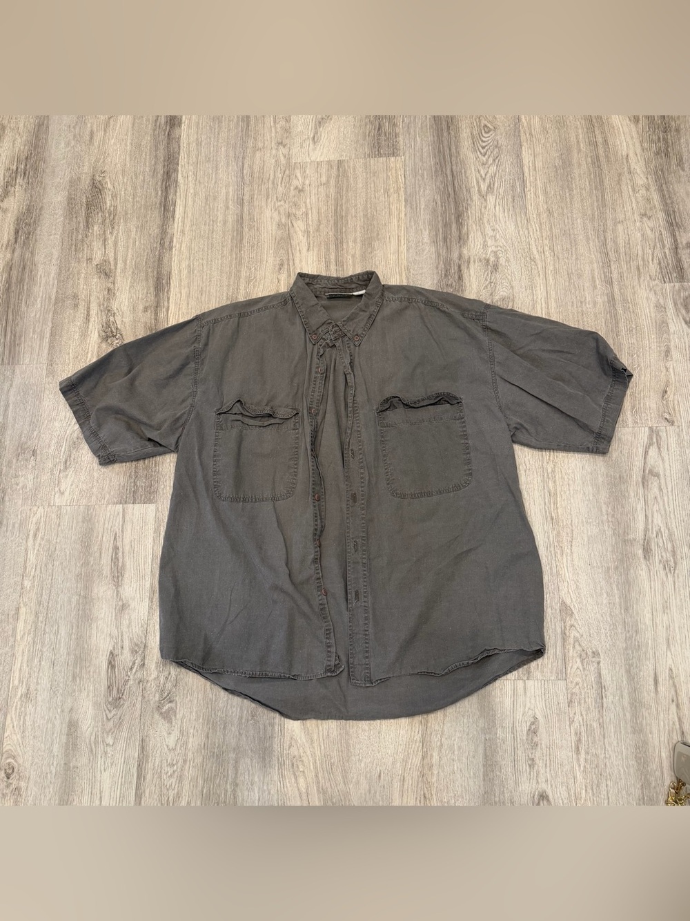 Vintage Britannia Charcoal 100% Cotton Button-Up Shirt Size Large